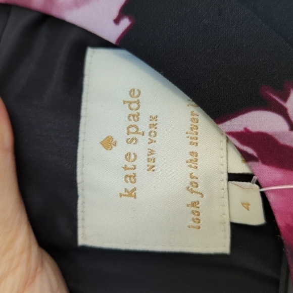 NEW Kate Spade Encore Rose Crepe Dress Black/Pink Sz 4 preppy romantic wedding - Picture 8 of 12
